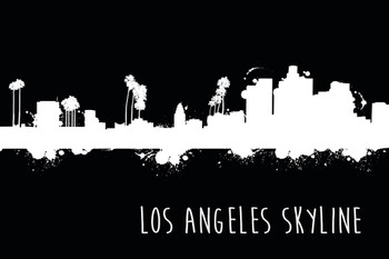 Los Angeles California Skyline Illustration Black and White B&W Cool Wall Decor Art Print Poster 18x12