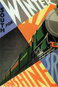 Southern Railways South For Winter Sunshine Train Vintage Travel Art Deco Cool Wall Decor Art Print Poster 16x24