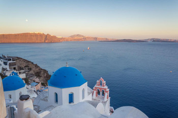 Sunset over Oia Santorini Island Greece Photo Photograph Cool Wall Decor Art Print Poster 24x16