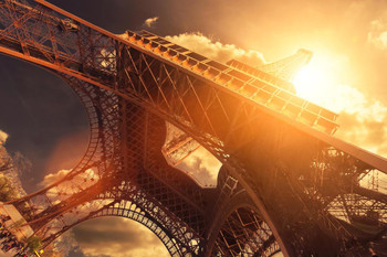 Sunlight and the Eiffel Tower Paris France Photo Photograph Cool Wall Decor Art Print Poster 24x16