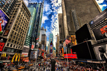 Crowd in Times Square Manhattan New York City Photo Photograph Cool Wall Decor Art Print Poster 24x16