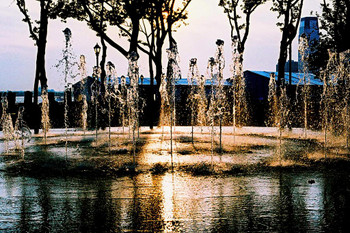 A Fountain at Battery Park in the Evening Sunshine New York City NYC Photo Photograph Cool Wall Decor Art Print Poster 24x16