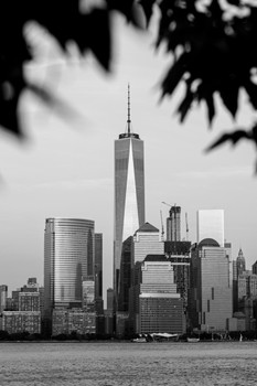 Lower Manhattan and One World Trade Center Black and White Photo Photograph Cool Wall Decor Art Print Poster 12x18