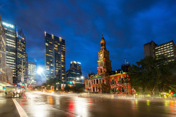 Sydney Town Hall Illuminated at Night New South Wales Australia Photo Photograph Cool Wall Decor Art Print Poster 24x16