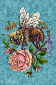 Bee Love by Brigid Ashwood Fantasy Insect Wall Art Bumble Bee Print Bumblebee Pictures Wall Decor Insect Art Bee Decor Insect Poster Cool Wall Decor Art Print Poster 16x24