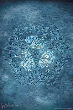 Celtic Swans by Brigid Ashwood Fantasy Art Wall Decor Nature Animal Illustration Celtic Ornate Wall Art Flower Knot Pattern Spiritual Art Print Decorative Canvas Cool Wall Decor Art Print Poster 16x24