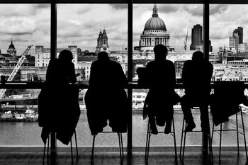 St Pauls Cathedral and London Skyline Through Window Black and White Photo Photograph Cool Wall Decor Art Print Poster 18x12