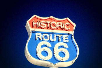 Historic Route 66 Neon Highway Road Sign Vintage Photo Cool Wall Decor Art Print Poster 24x16