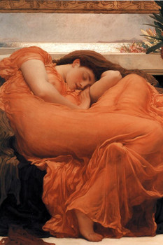 Sir Frederic Leighton Flaming June 1895 Oil Painting Woman Sleeping Oleander Branch Cool Wall Decor Art Print Poster 16x24