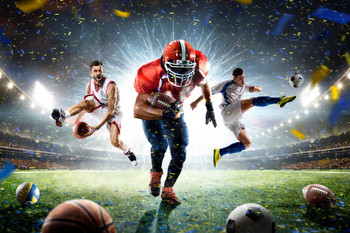 Football Basketball and Soccer Players Athletes Collage Photo Photograph Cool Wall Decor Art Print Poster 24x16