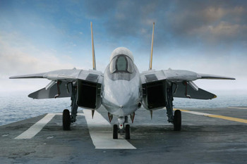 F 14 Tomcat Aircraft Fighter Jet On Carrier Deck Photo Cool Wall Decor Art Print Poster 24x16