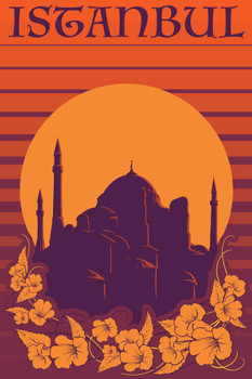 Istanbul Hagia Sophia Orange Retro Travel Cool Wall Decor Art Print Poster 16x24