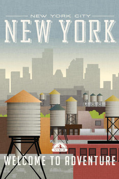 New York City Welcome To Adventure Retro Travel Art Cool Wall Decor Art Print Poster 16x24