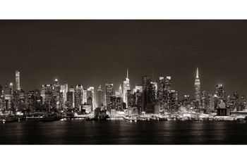 Midtown Manhattan Skyline Hudson River Black White Photo Cool Wall Decor Art Print Poster 24x16