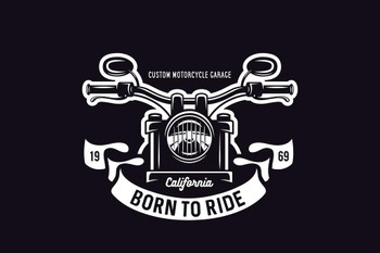 Born To Ride Vintage Motorcycle Custom Chopper Biker Graphic Print Cool Wall Decor Art Print Poster 24x16