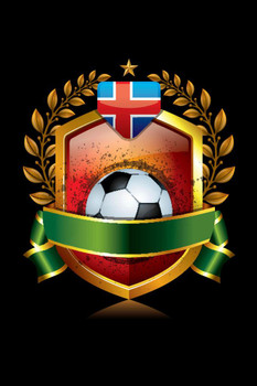 Iceland Soccer Icon with Laurel Wreath Sports Cool Wall Decor Art Print Poster 16x24