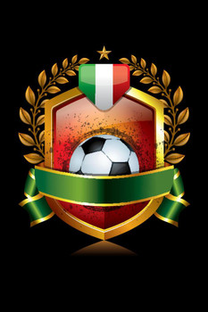 Italy Soccer Icon with Flag and Laurel Wreath Sports Cool Wall Decor Art Print Poster 16x24