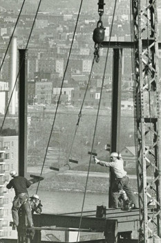 Men Working On Skyscraper Girder Frame B&W Photo Photograph Cool Wall Decor Art Print Poster 16x24