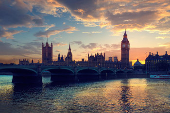 London Skyline with Big Ben Westminster Bridge Photo Photograph Cool Wall Decor Art Print Poster 24x16