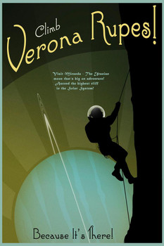 Climb Verona Rupes Miranda Futuristic Science Fantasy Travel Cool Wall Decor Art Print Poster 16x24