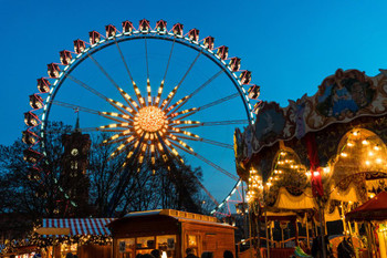 Carnival Lights Ornate Ferris Wheel Carousel Photo Photograph Cool Wall Decor Art Print Poster 24x16