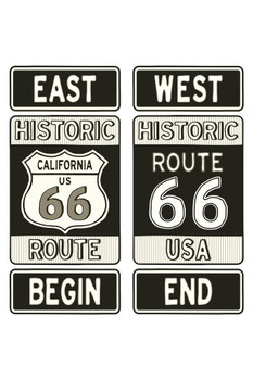 Historic California Route 66 Beginning and Ending Road Sign Cool Wall Decor Art Print Poster 16x24