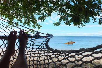 Relaxing in a Hammock Fiji Islands Photo Photograph Cool Wall Decor Art Print Poster 24x16