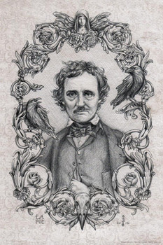 Edgar Allan Poe Drawing by Brigid Ashwood Cool Wall Decor Art Print Poster 16x24