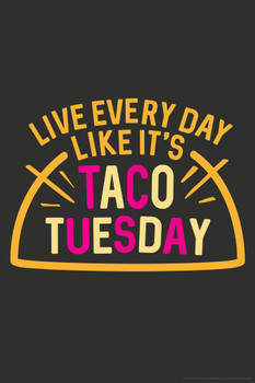 Live Every Day Like Its Taco Tuesday Funny Cool Wall Art Print Poster 24x36