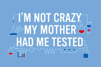 Im Not Crazy My Mother Had Me Tested Humor Cool Wall Art Print Poster 36x24