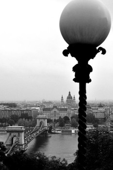 Elevated View of Szchenyi Chain Bridge Over River Danube Budapest Photo Photograph Cool Wall Decor Art Print Poster 16x24