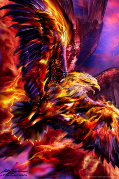 Phoenix Rising Eagle On Fire By Ruth Thompson Fantasy Poster Like Dragon Cool Wall Decor Art Print Poster 16x24