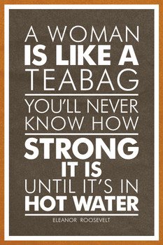Eleanor Roosevelt A Woman Is Like A Tea Bag Brown Cool Wall Art Print Poster 12x18