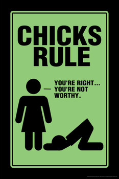 Chicks Rule Youre Right Youre Not Worthy Sign Humor Cool Wall Decor Art Print Poster 16x24