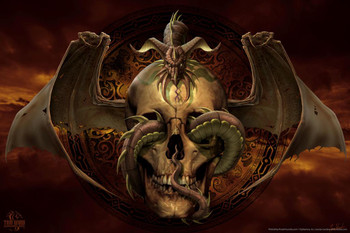 Dragons Dissent Skull Dragon Symbol by Tom Wood Fantasy Poster Medieval Sword Castle Knight Cool Wall Art Print Poster 16x24