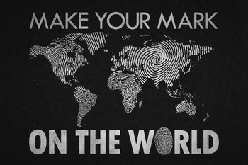 Make Your Mark On the World Black Map Travel World Map Fingerprints in Detail Map Posters for Wall Map Art Wall Decor Geographical Illustration Destinations Cool Wall Decor Art Print Poster 24x16