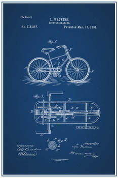 Bicycle Gearing Official Patent Blueprint Cool Wall Decor Art Print Poster 16x24