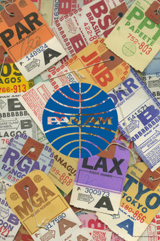 Pan Am Logo Airport Luggage Baggage Tag Collage American Vintage Travel Ad Airline American Airplane Plane Flying Cool Wall Decor Art Print Poster 12x18