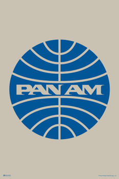 Pan Am 1955 Blue Meatball Logo Vintage Travel Ad Airline Airport American Cool Wall Art Print Poster 12x18