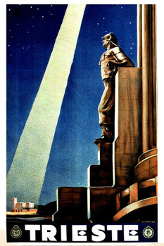 Trieste Italy Vintage Illustration Travel Art Deco Vintage French Wall Art Nouveau 1920 French Advertising Vintage Poster Prints Art Nouveau Decor Cool Huge Large Giant Poster Art 36x54
