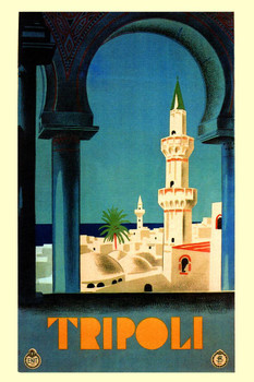 Tripoli Italy Vintage Illustration Travel Art Deco Vintage French Wall Art Nouveau 1920 French Advertising Vintage Poster Prints Art Nouveau Decor Thick Paper Sign Print Picture 8x12
