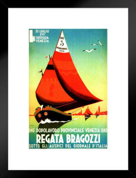 Regata Bragozzi Italy Vintage Illustration Travel Art Deco Vintage French Wall Art Nouveau French Advertising Vintage Art Nouveau Matted Framed Art Wall Decor 20x26