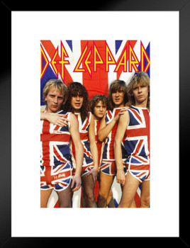 Def Leppard Poster Union Jack Album Cover Heavy Metal Music Merchandise Retro Vintage 80s Aesthetic Band Matted Framed Wall Decor Art Print 20x26 Cool Wall Decor Poster 20x26