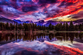 Laminated Sunset in Rocky Mountain National Park Photo Photograph Poster Dry Erase Sign 16x24