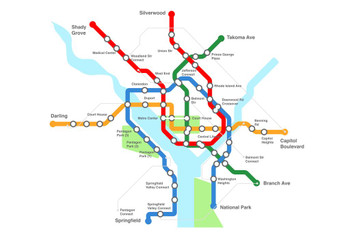 Washington DC Urban Transport Rail Transit Map Cool Wall Art Print Poster 36x24