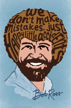 Laminated Bob Ross Happy Little Accidents Word Bob Ross Poster Bob Ross Collection Bob Art Painting Happy Accidents Motivational Poster Funny Bob Ross Afro and Beard Poster Dry Erase Sign 16x24