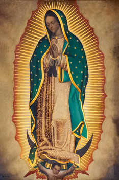 Laminated Our Lady Of Guadalupe Print Image Poster Virgen De Creaciones Picture Maria Cuadro Original Religious Pictures Prints Virgin Wall Art Poster Dry Erase Wall Art 24x36