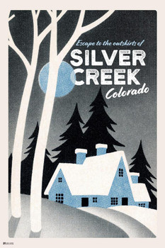 Laminated Escape to The Outskirts of Silver Creek Colorado Fantasy Travel Horror Retro Vintage Poster Dry Erase Sign 16x24