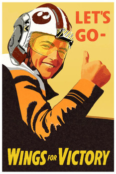 Laminated Lets Go Wings For Victory Pilot War Propaganda Poster Dry Erase Sign 16x24