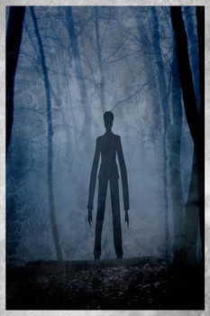 Laminated Slenderman Forest Creepy Painting Art Creepypasta Meme Spooky Scary Halloween Decorations Poster Dry Erase Sign 16x24